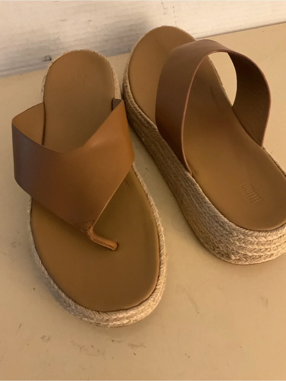 Fitflop women chestnut leather platform F-mode espadrille sandals US 11